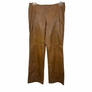 NWT Hey Jude real Leather Pants Bootcut Brown Lined side zip small